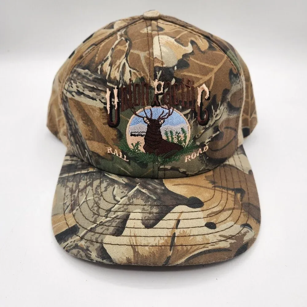 Union Pacific Railroad Snapback Cap Hat Camo Deer Snapback Embroidered Vintage